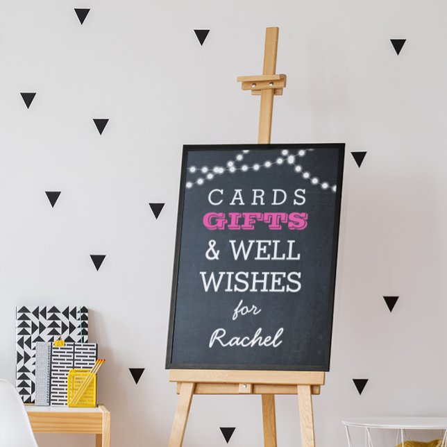 Chalkboard Lights Dark Pink Gift Table Sign (Creator Uploaded)