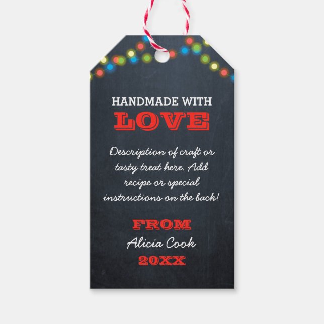 Chalkboard Lights Holiday Handmade Gift Tag (Front)