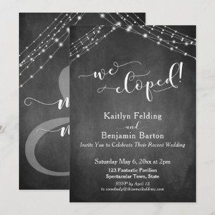 Chalkboard Lights Modern Calligraphy We Eloped Invitation