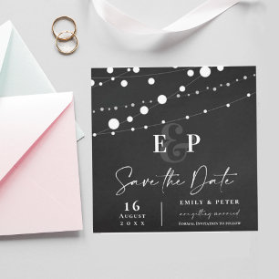 chalkboard Lights Monogram Wedding Save The Date Invitation