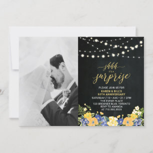 Chalkboard & Lights Photo 50th Wedding Anniversary Invitation
