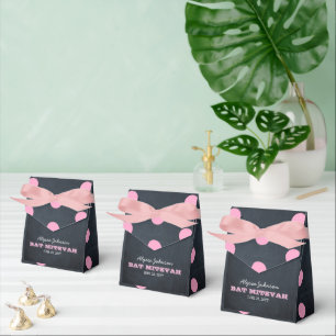 Chalkboard Lights Pink Bat Mitzvah Favour Box