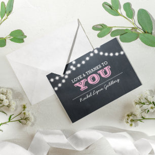 Chalkboard Lights Pink Bat Mitzvah Thank You Note