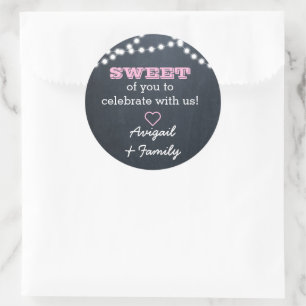 Chalkboard Lights Pink Sweet Treat Bag Sticker