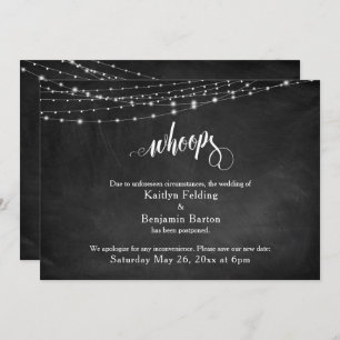 Chalkboard & Lights Postponed Wedding "Whoops" Invitation