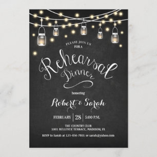 Chalkboard & Lights Rehearsal Dinner Invitation