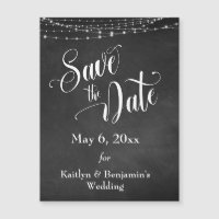 Chalkboard & Lights Save the Date Magnetic Card