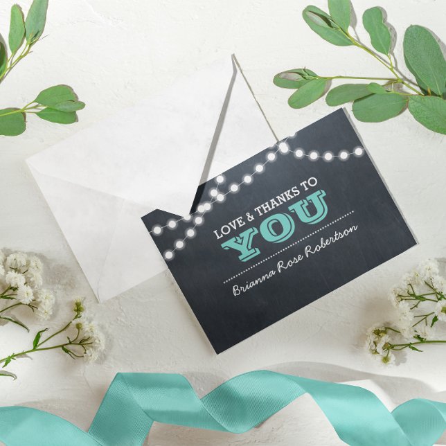 Chalkboard Lights Teal Confirmation Thank You Note (Creator Uploaded)