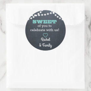 Chalkboard Lights Teal Sweet Treat Bag Sticker