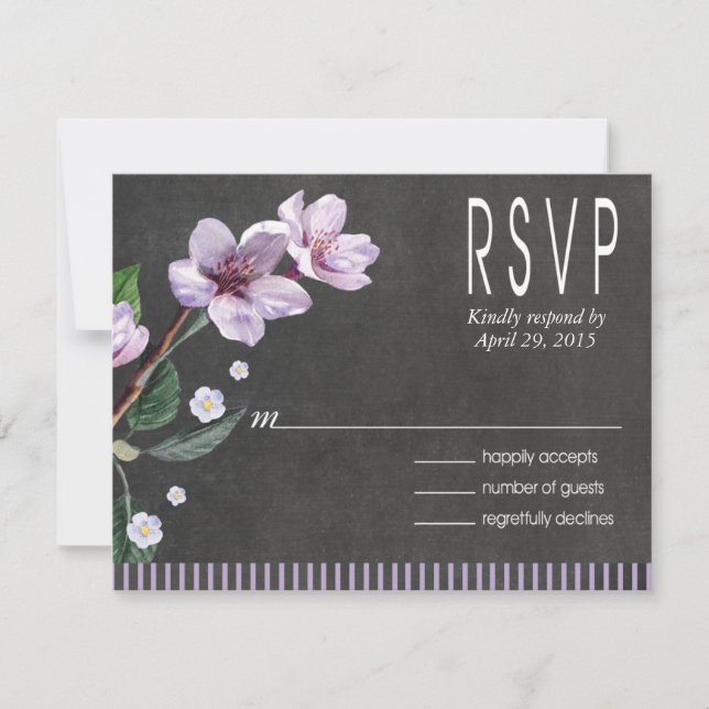 Chalkboard Lilac Watercolor Flowers RSVP (Front)
