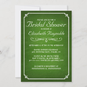 Chalkboard Lime Green Bridal Shower Invitations