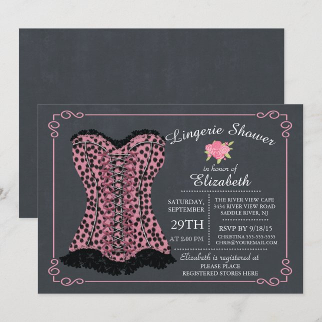 Chalkboard Lingerie Bridal Shower Invitation (Front/Back)
