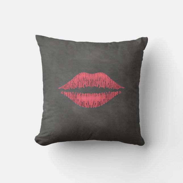 Chalkboard Lips Outdoor Pillow (Front)
