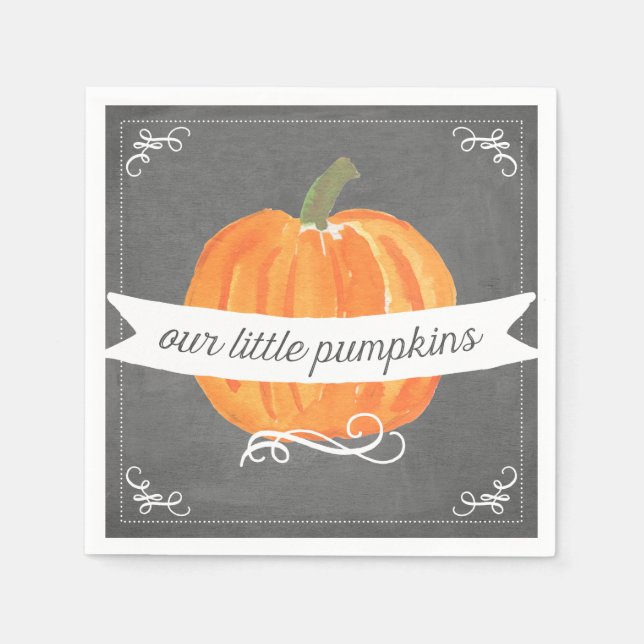 Chalkboard Little Pumpkins Twins Birthday Napkin (Front)
