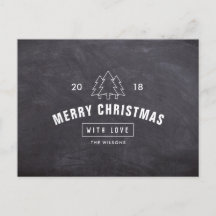 Chalkboard Logo Merry Christmas Postcard