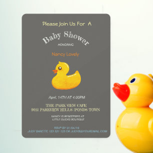 Chalkboard  look baby shower -  grunge yellow duck invitation