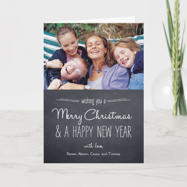 Chalkboard Look Christmas Photo Card (Front)
