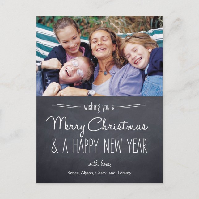 Chalkboard Look Christmas Photo Card Postcard (Front)