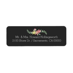 Chalkboard Look Floral Return Address