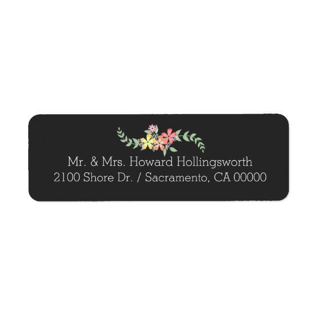 Chalkboard Look Floral Return Address (Front)