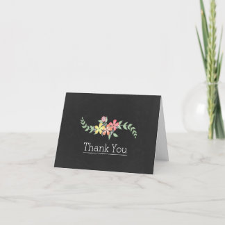 Chalkboard Look Floral Thank You Card