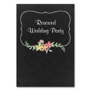 Chalkboard Look Floral Wedding Table Card