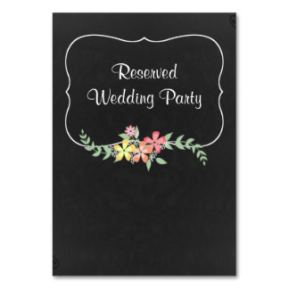 Chalkboard Look Floral Wedding Table Card