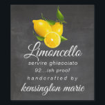 Chalkboard Look Limoncello Liquor Bottle Label |<br><div class="desc">Chalkboard look background image with modern digital drawing of yellow lemons. Limoncello tall bottle label. Personalised in trendy typography. Customise all fonts and text. Homemade handcrafted by you. Order extra for last minute gifts. To see the complete line of Limoncello liqueur products, please visit "The Hungarican Princess - A Boutique™"...</div>