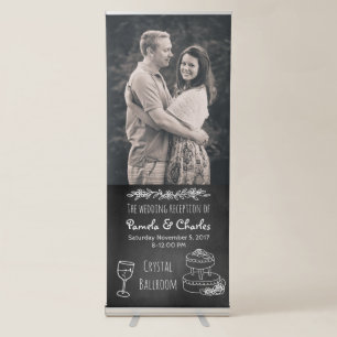 Chalkboard Look Wedding Photo Retractable Banner