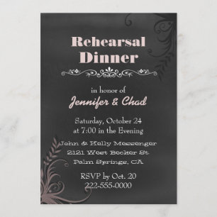 Chalkboard Look Wedding Rehearsal Dinner Custom Invitation