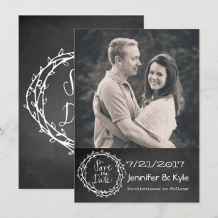 Chalkboard Look Wedding Save the Date Announcement