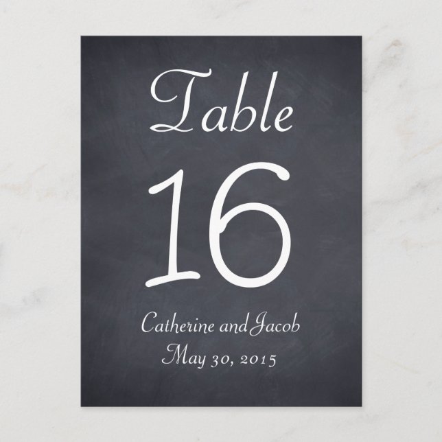 Chalkboard Look Wedding Table Number Card (Front)