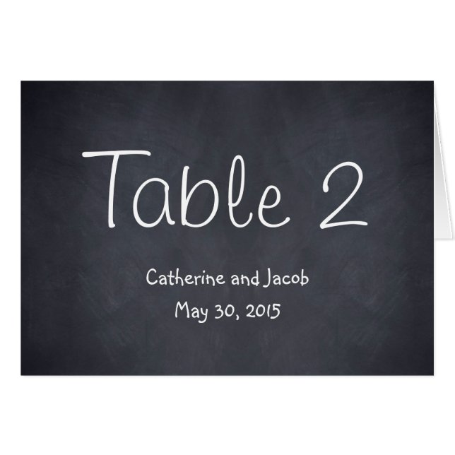 Chalkboard Look Wedding Table Number Card (Front Horizontal)