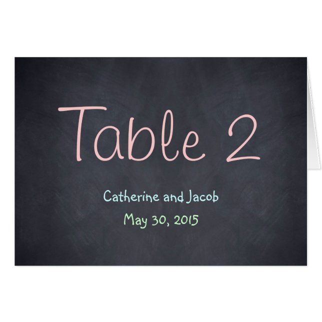 Chalkboard Look Wedding Table Number Card (Front Horizontal)