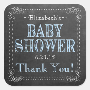 Chalkboard Look with Blue Typography  - Baby Square Sticker