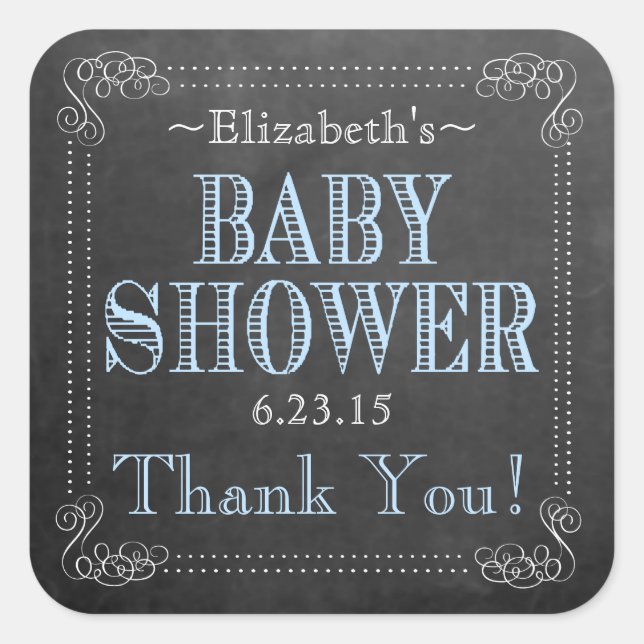 Chalkboard Look with Blue Typography  - Baby Square Sticker (Front)