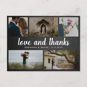 Chalkboard Love And Thanks Five Wedding Photos Postcard