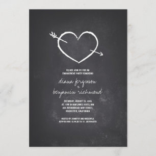 Chalkboard love heart rustic engagement party invitation