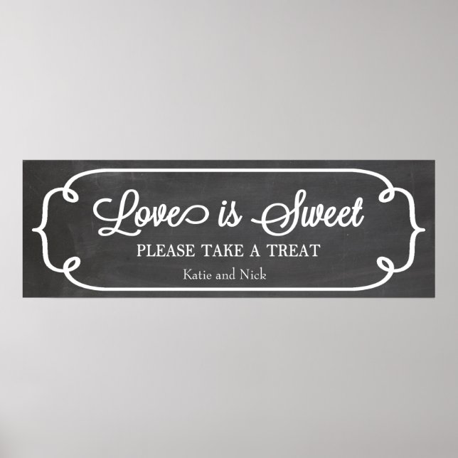 Chalkboard Love is Sweet Sign (Front)