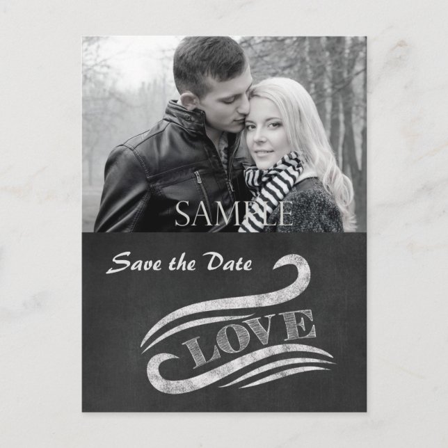 Chalkboard Love Save the Date Postcard (Front)