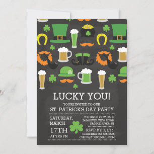 Chalkboard Lucky You St Patrick's Day Dinner Party Invitation