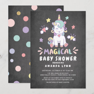 Chalkboard Magical Baby Shower Unicorn Invitation