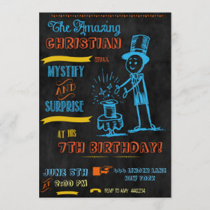 Chalkboard Magician Magic Party Invitations