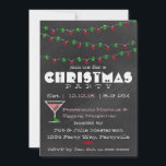 Chalkboard Martini Christmas Invitations<br><div class="desc">This design features a blackboard red and green chalk lights and a peppermint martini.</div>