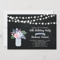 Chalkboard, Mason Jar 60th Birthday Invitation