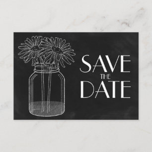 Chalkboard - Mason Jar and Daisies Save the Date