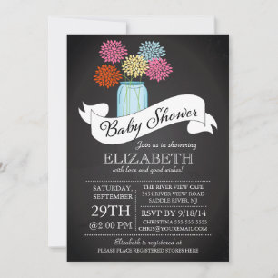 Chalkboard Mason Jar Baby Shower Invitation