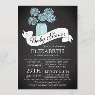 Chalkboard Mason Jar Baby Shower Invitation
