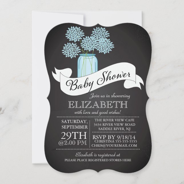 Chalkboard Mason Jar Baby Shower Invitation (Front)