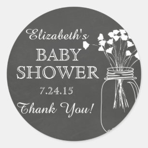 Chalkboard Mason Jar Baby Shower Sticker